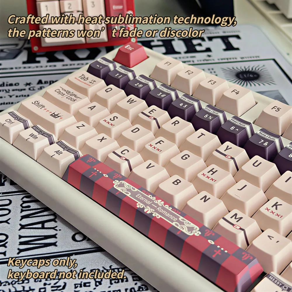 New PBT Keycaps 120Key, Set Cherry Profile PBT 5-Side Dye-Sublimation Anti-Shining Fit 61-108 Keyboards