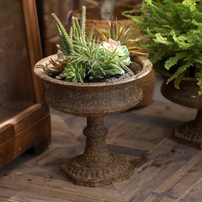 Factory Direct Compatible with Classical European Wrought Iron Small Trophy Flower Pot Goblet Flower Ware Living Room Dining