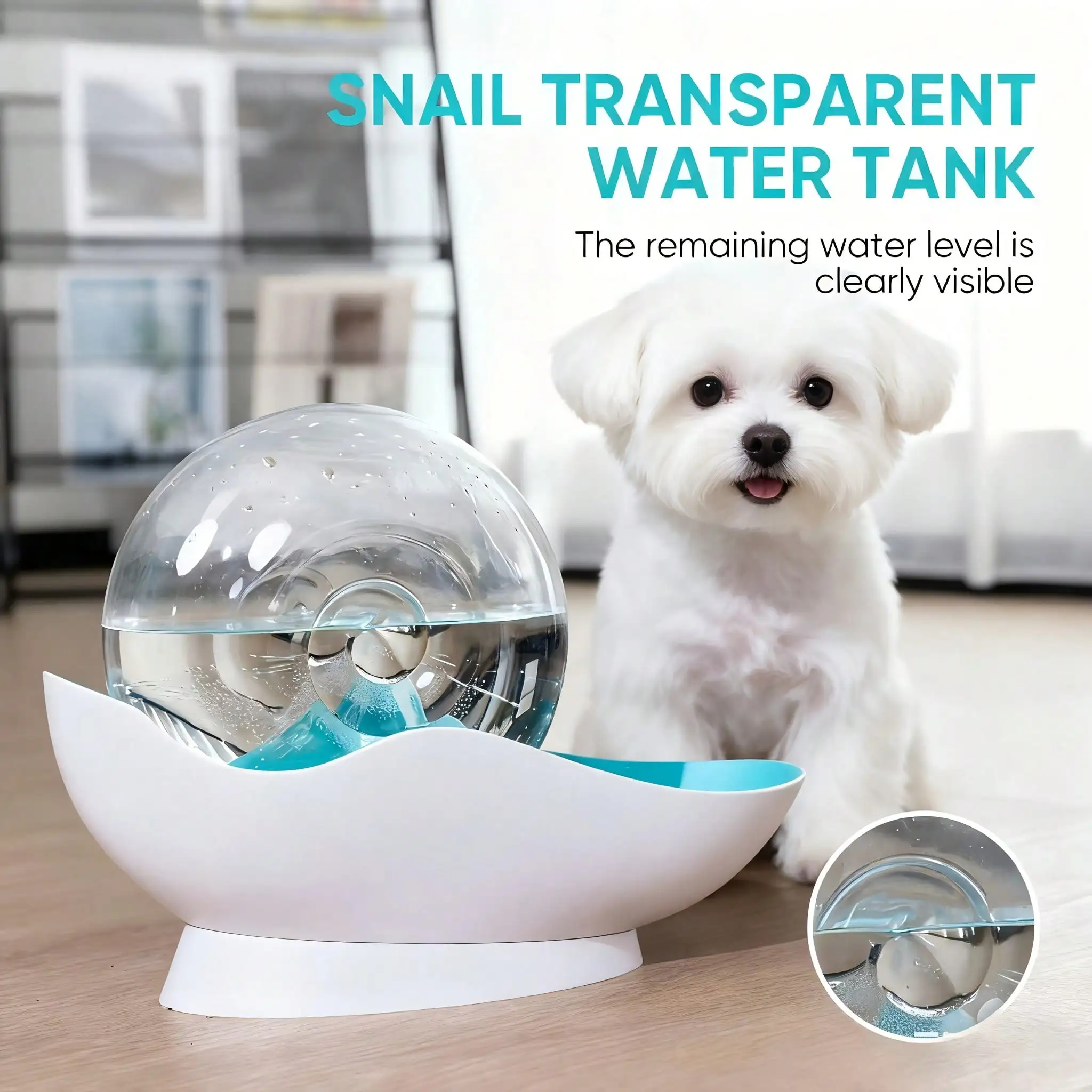 

Snail Shaped Pet Water Fountain, Transparent Automatic Water Dispenser With Filter, Circulating Water Bowl For Cats & Dogs, Visible Water Level