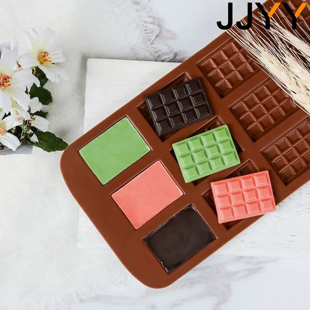 JJYY Siliconen mal 12, zelfs chocoladevorm Fondant DIY Candy Bar Mold Taartdecoratie Gereedschappen Keuken Bakaccessoires