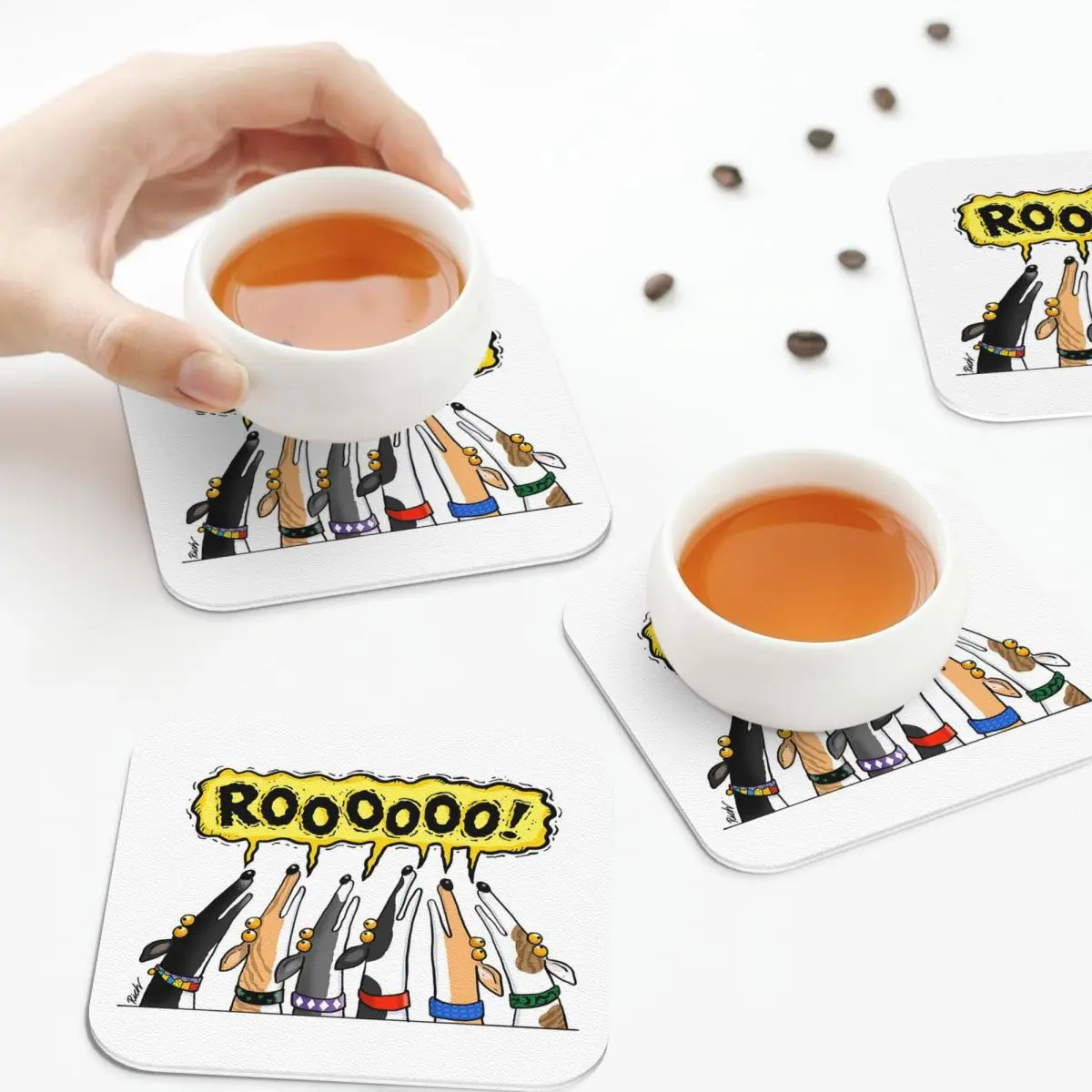 

Roooooo! Coasters Leather Placemats Non-slip Insulation Coffee Mats For Home Kitchen Dining Pads Set of 4