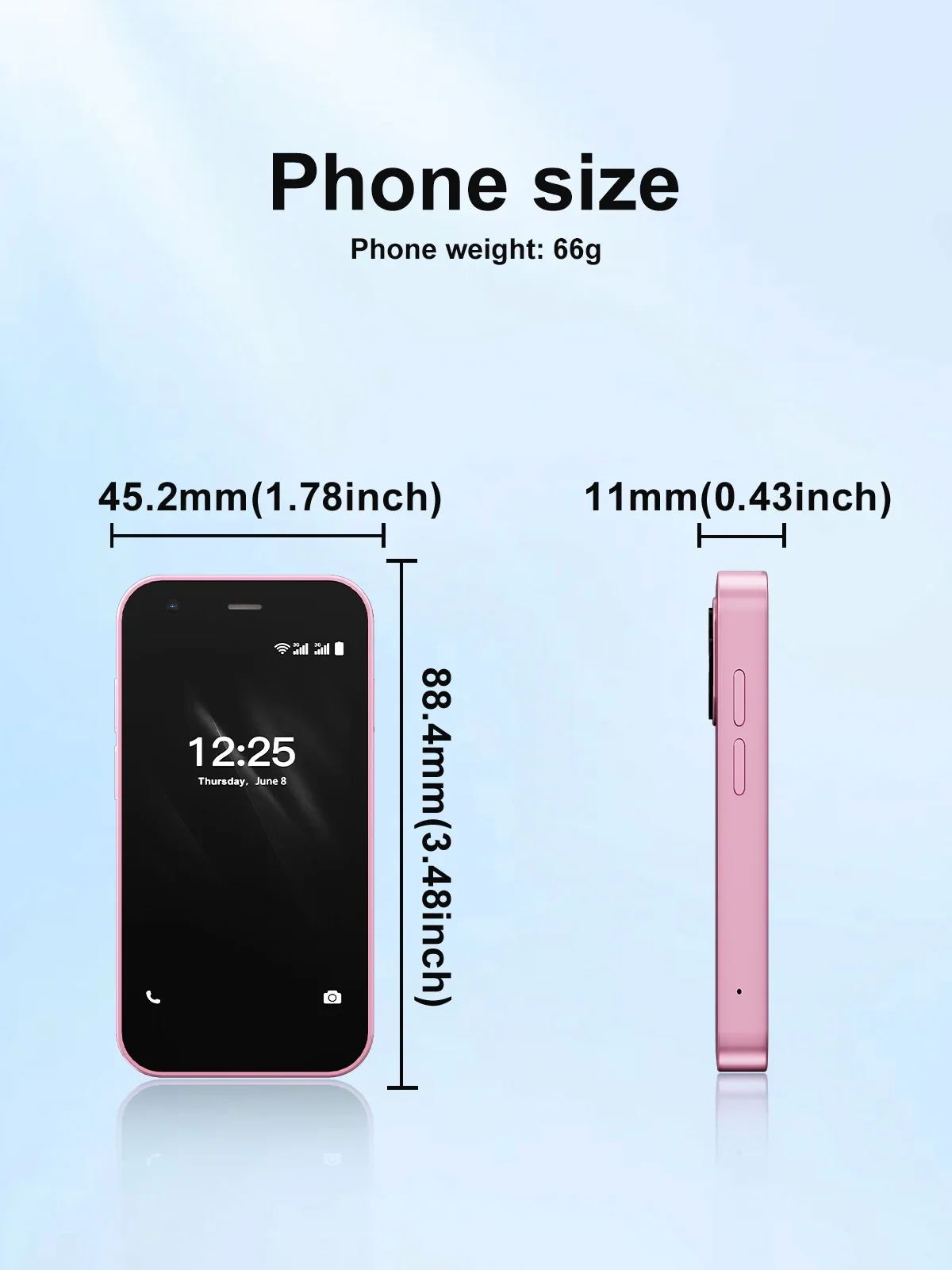 15SE Small Pocket Mobile Phone 3.0 Inch HD Screen 3G WCDMA Android 8.1 Dual SIM Face Unlock WiFi GPS Play Store Mini Smartphone