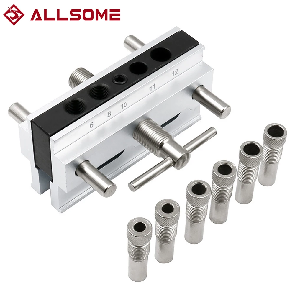 

ALLSOME Woodworking Punch Locator Wood Doweling Jig Adjustable Drilling Bush Guide For DIY Furniture Punch Position Hand Tools