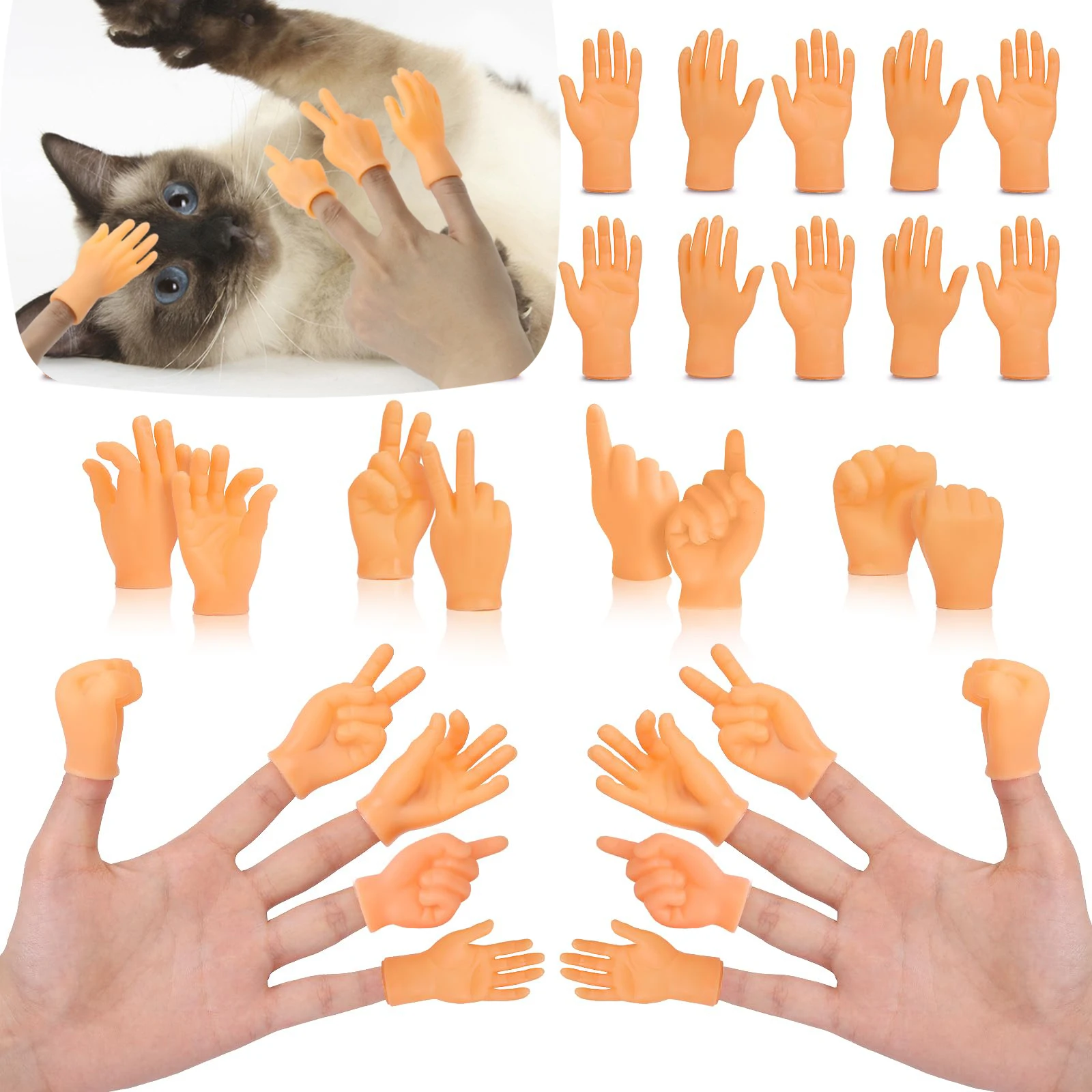 Mini Hands Model Tiny Hands Cat Massage Tool Funny Toys Miniature Gloves Finger Gloves Little Finger Cat Toy Interactive Cat Toy