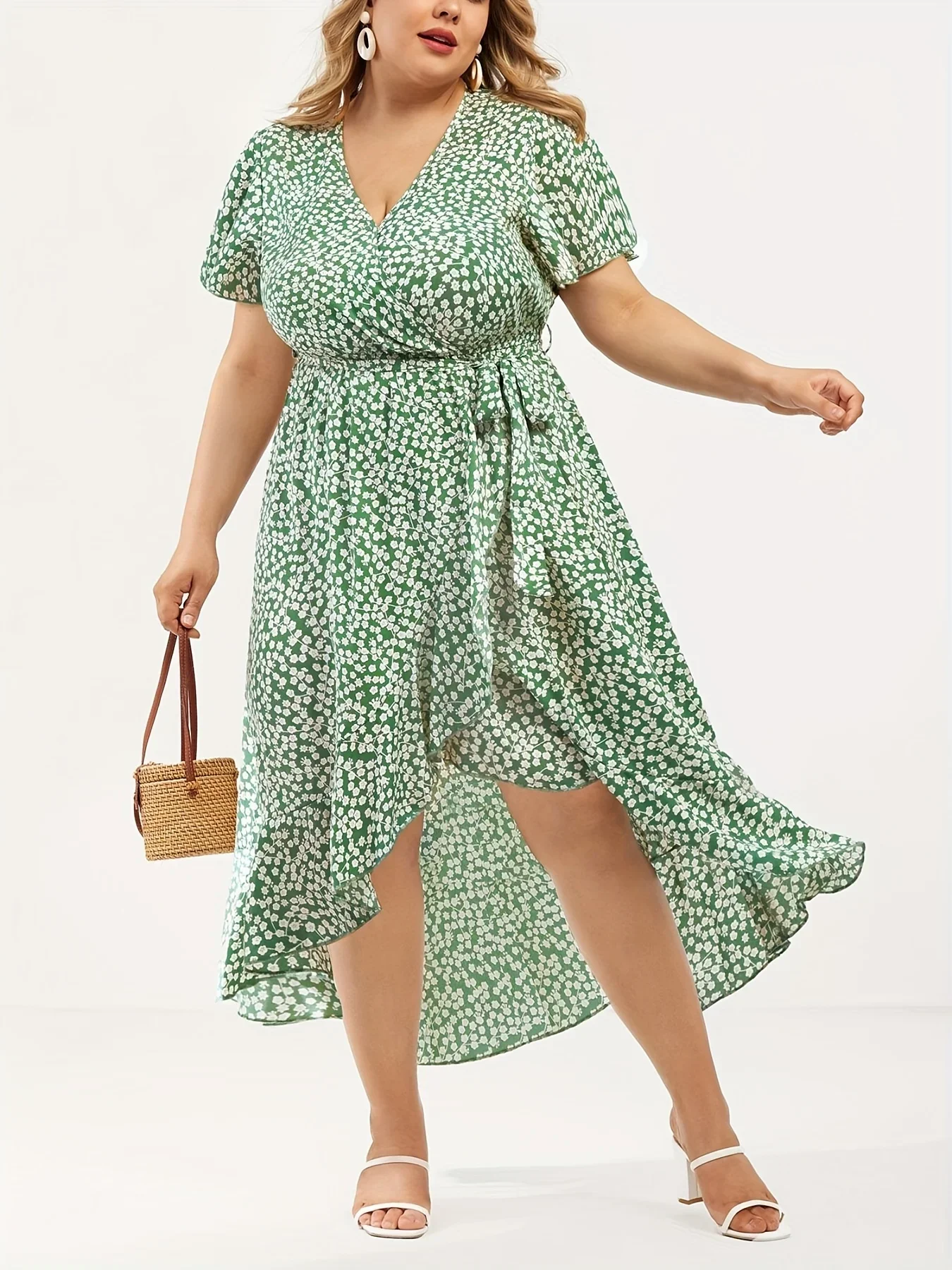 

Плюс размер 1XL-5XL женское модное пляжное платье макси с цветочным принтом повседневное с v-образным вырезом и разрезом сексуальное длинное вечернее платье халат