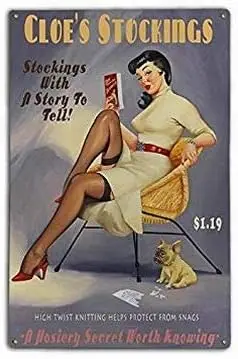 Unsolved Miss-tery Pinup Girl Novelty Vintage Tin Metal Sign  Wall Decor