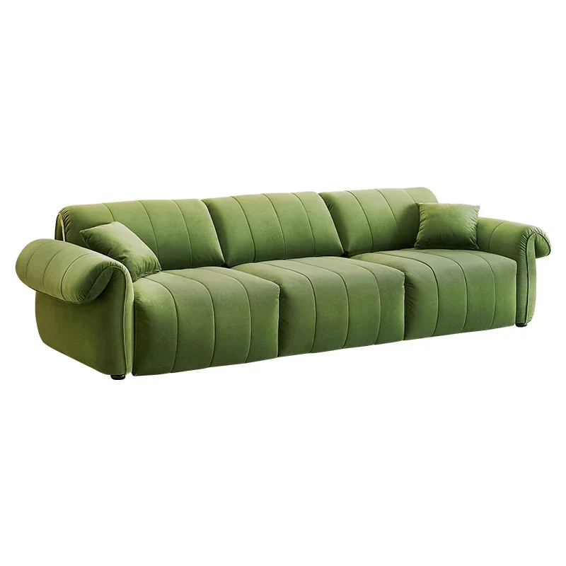 Sofa Large and Small Apartment Type Dark Green Flannel Multifunctional Electric Sofa Bed