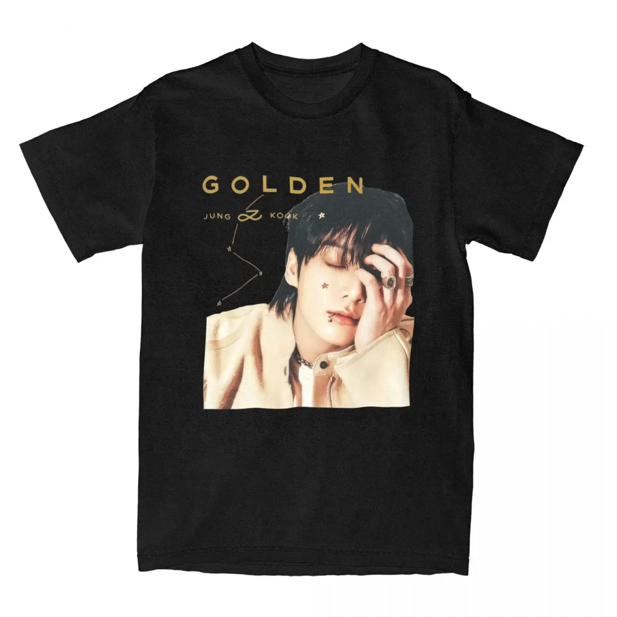 Golden J-Jungkooks Kpop Music T-Shirts for Men Unique Cotton Tees Round Collar Short Sleeve T Shirt Adult Tops