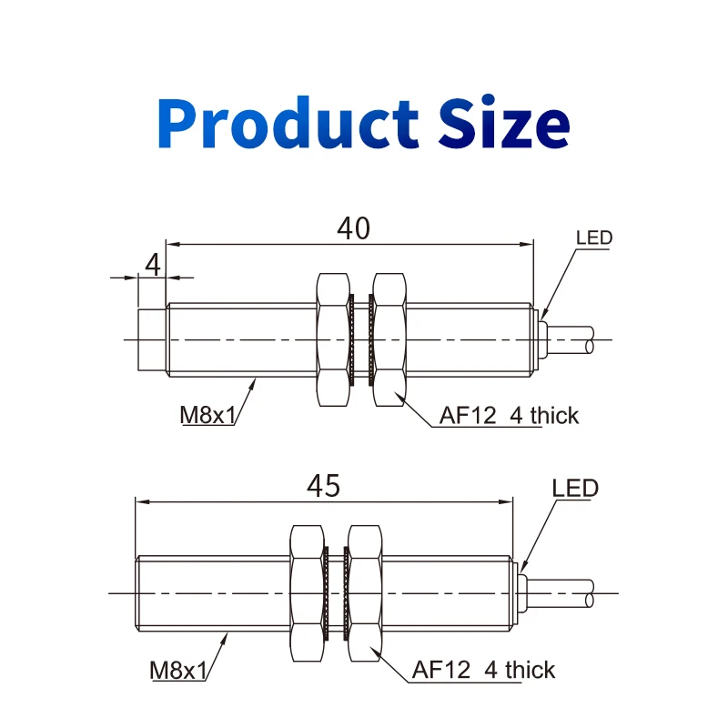 FUWEI FSY0801-N-S IP67 Detection Distance 1.5mm Round Waterproof Proximity Sensor
