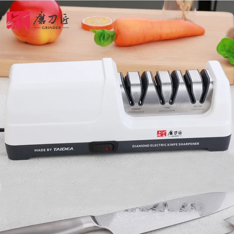 TAIDEA Top Level TG2101/TG2202 3 Stages 360 600 1000 Grit Electric Diamond Steel Sharpener Slot for  Kitchen Ceramic Knife