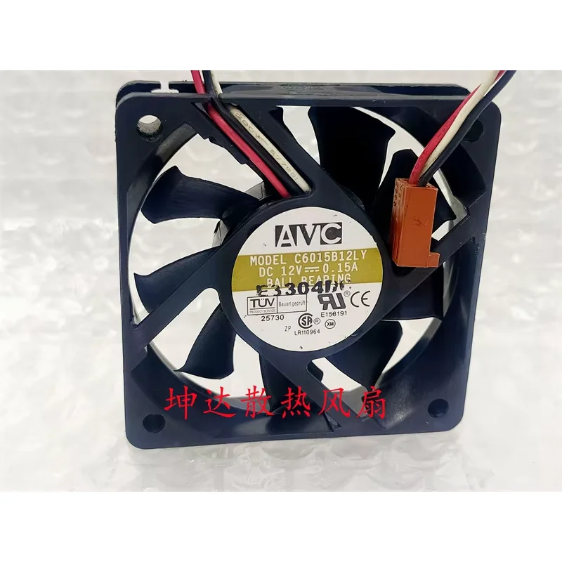 AVC C6015B12LY DC 12V 0.15A 60x60x15mm 3-Wire Server Cooling Fan