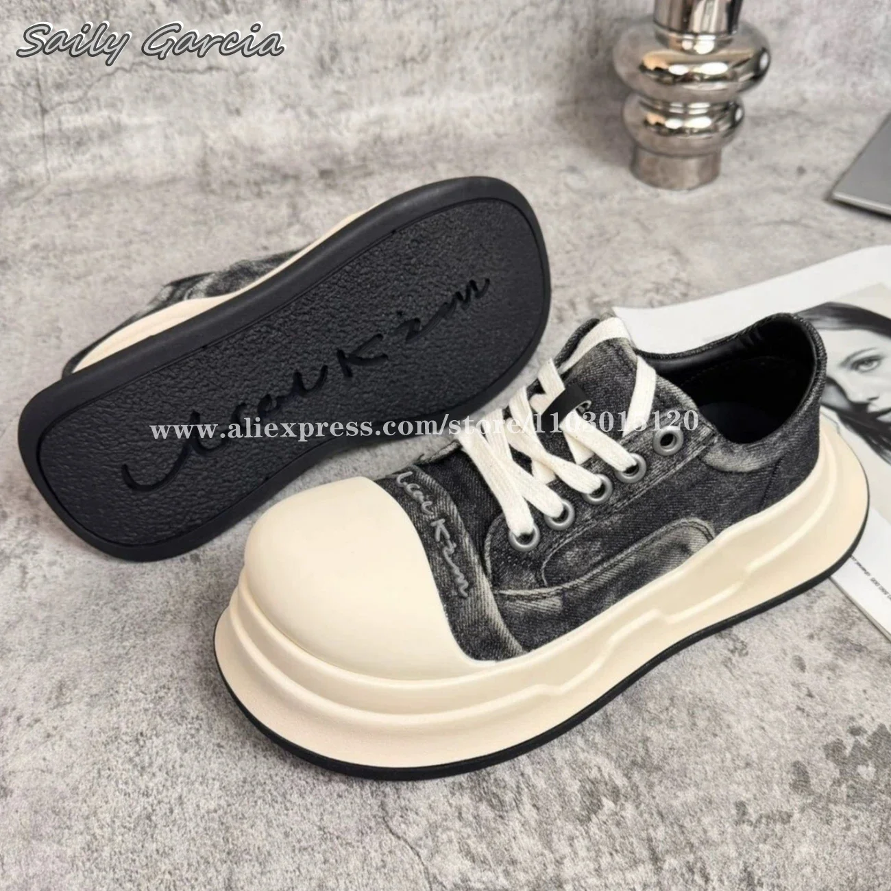Classic Large Size Thick-Sole Big Toe Sports Shoes INS Style Casual Vulcanized Shoes Round Toe Platform Height Increasing Shoes