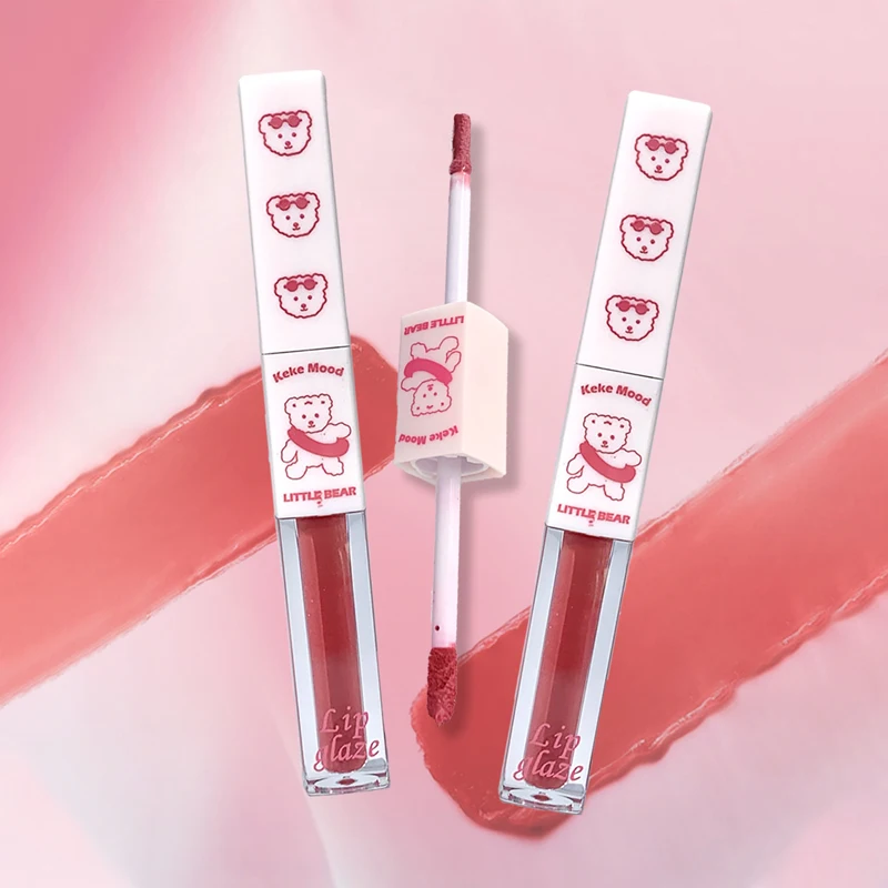 Double Head Mirror & Matte Lipstick Moisturizing Not Easy To Stain Cup Glossy Matte Soft Mist Lip Glaze Long-lasting Cosmetics