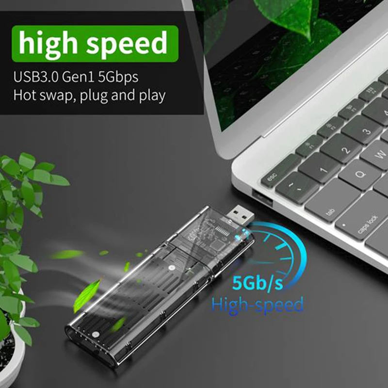 Внешний M.2 NGFF SATA SSD корпус высокоскоростной USB3.0 Gen1 5 Гб/с прозрачный SATA SSD жесткий диск для ПК