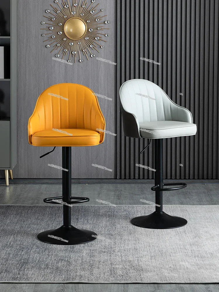 Modern Minimalist High Bar Chair - Light Luxury Nordic Style, Liftable Design, with Front Desk Backrest, Suitable for Bars