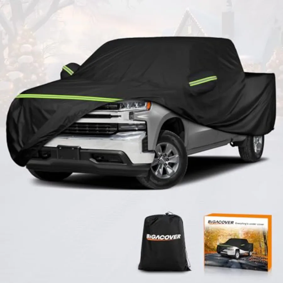 

Car Cover for Chevy Silverado 1500 Crew Cab 6.6 ft Bed Waterproof All Weather Pickup Truck Cover with Zipper Windproof Heavy Du