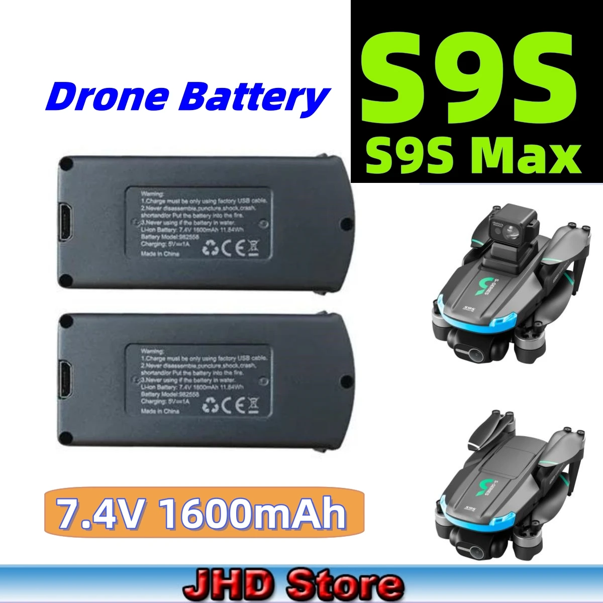 JHD S9S Max Mini Drone Battery 7.4V 1600MAh LS-S9S/S9S MAX Battery For Original S9S MAX Drone Battery Wholesale