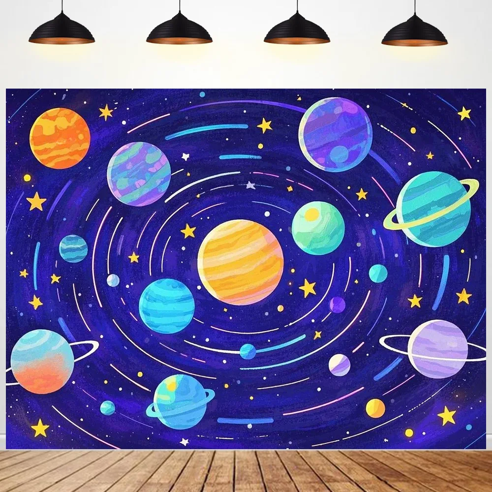 

universe theme birthday party Background Spacecraft Children's Room Milky Way Happy birthday Photo background