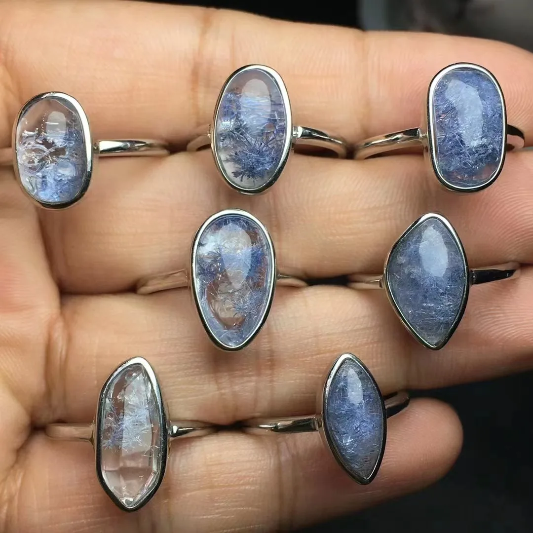 

Цельное кольцо из серебра 925 пробы с высококачественным натуральным кристаллом думортиерита, специальное Ювелирное Украшение в подарок для друзей