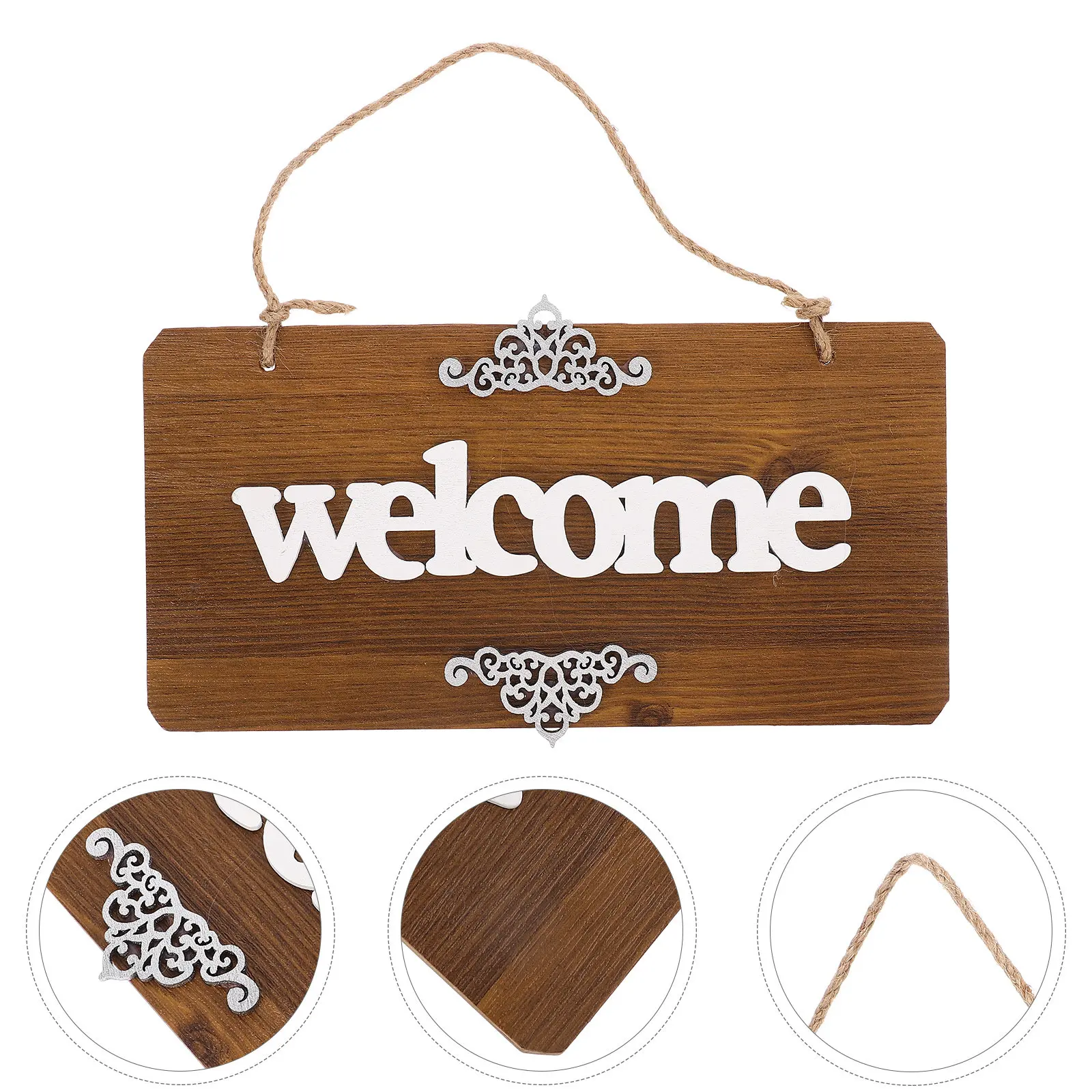 Front Door Welcome Sign Natural Wood Hanging Plaque Rustic Decorative Wall Art Living Room Bedroom Entrance Mantel Farmhouse