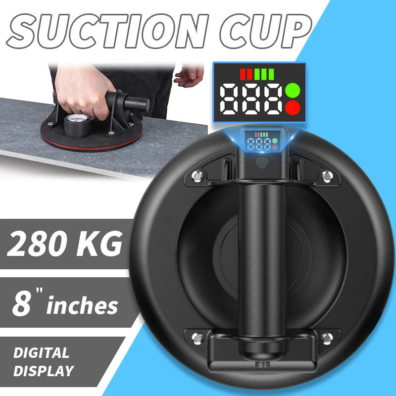 Digital Display 8 Inch 280kg Loading Capacity Air Pump Electric Vacuum Suction Cup Heavy Duty Vacuum Spreader Tile Glass Lifting