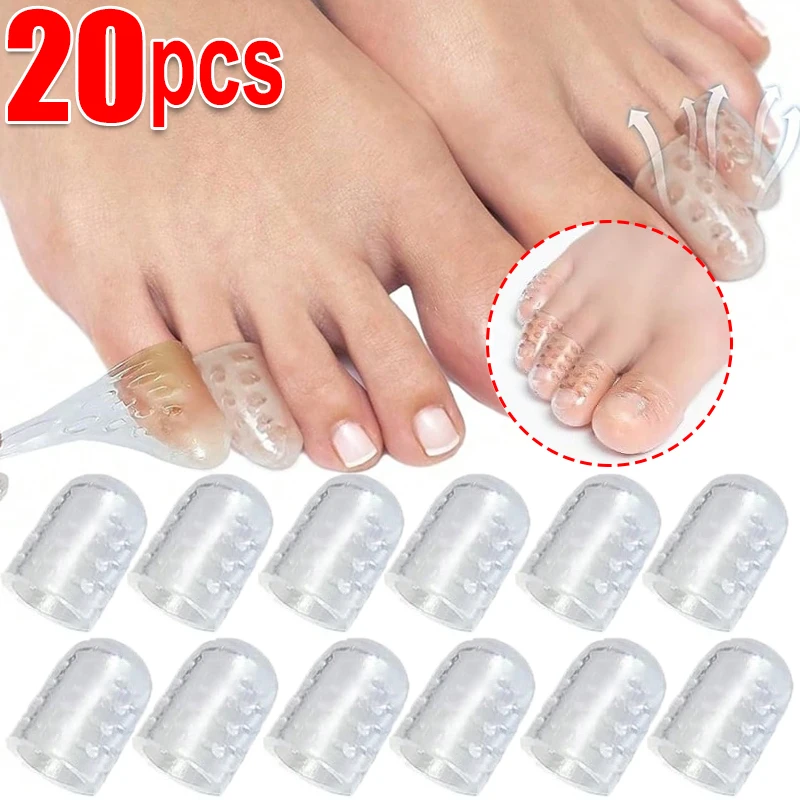 1/20Pcs Silicone Toe Protective Cover Anti-Friction Breathable Protector Prevents Blisters Toe Caps Covers Protectors Foot Care