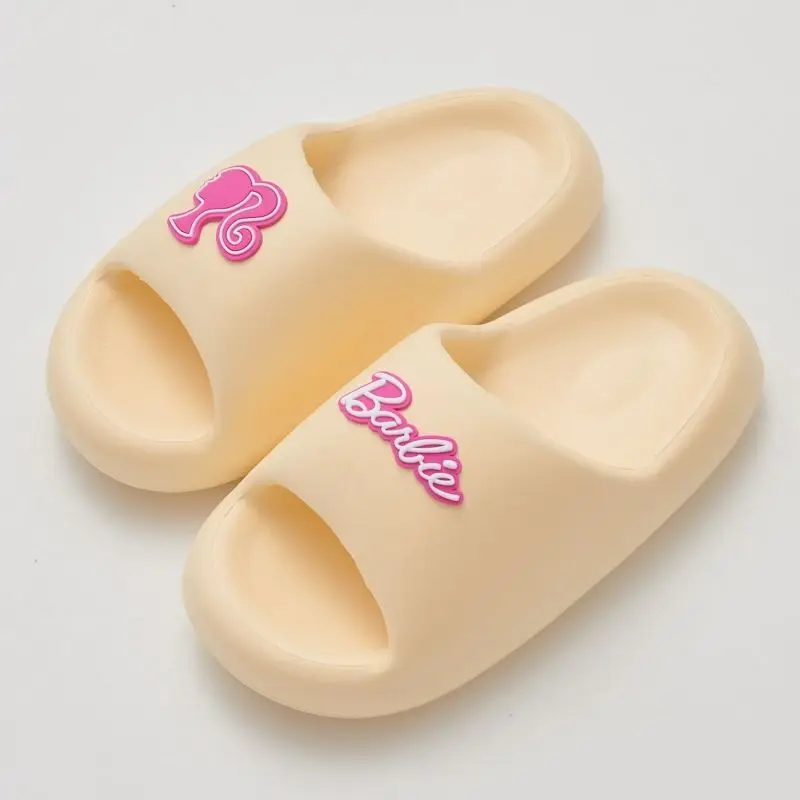 2024 New Kawaii Miniso Barbie Summer Slippers Cute Cartoon Anti-Slip Anti-Odor Women\'s Sandals Bathroom Outdoor Flip Flops