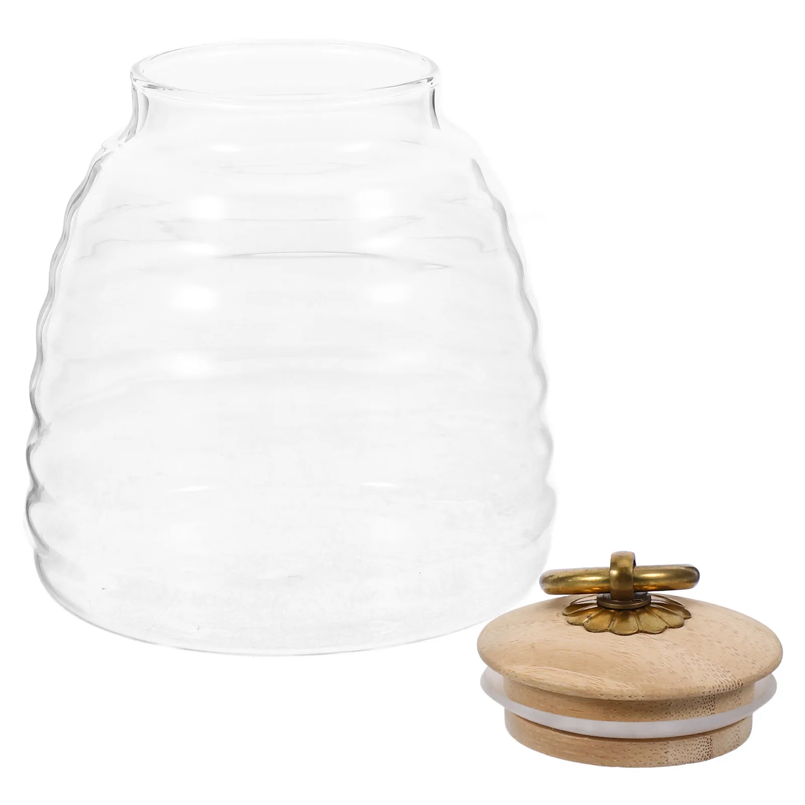 

1pcs Clear Glass Jar With Lid Food Safe Storage Jar Dispenser For Kitchen Reusable Transparent Honey Container Small Lightweight