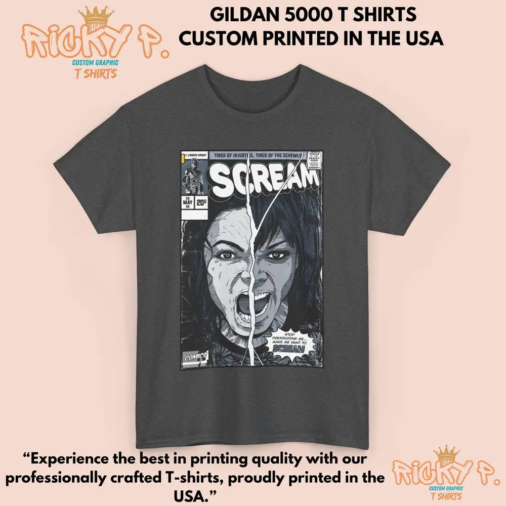 Michael Jackson Scream Comic T Shirt Janet Jackson Unisex Heavy Cotton Tee