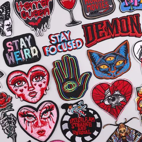 Punk Series Patch Iron On Patches For Clothing Thermoadhesive Patches On Clothes Horror Eyes Embroidery Patch DIY Sewing Patch