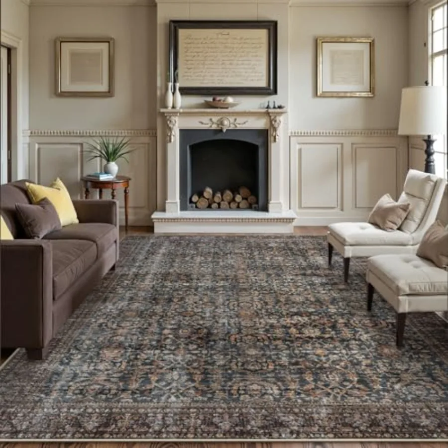 

Large Area Rug for Living Room 10x14 Machine Washable Antique Distressed Rugs for Bedroom Soft NonSlip Low Pile Indoor Floor Ac