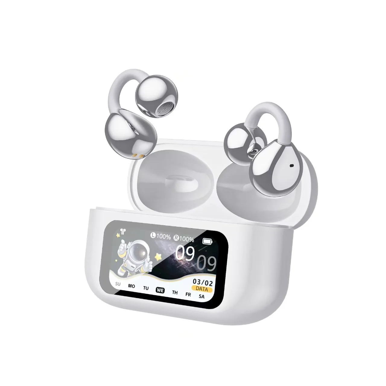 Open Style Bluetooth Earphone Touch Screen Multiple Functions Ear Clip Bluetooth Headphone Listen Music Phone Call