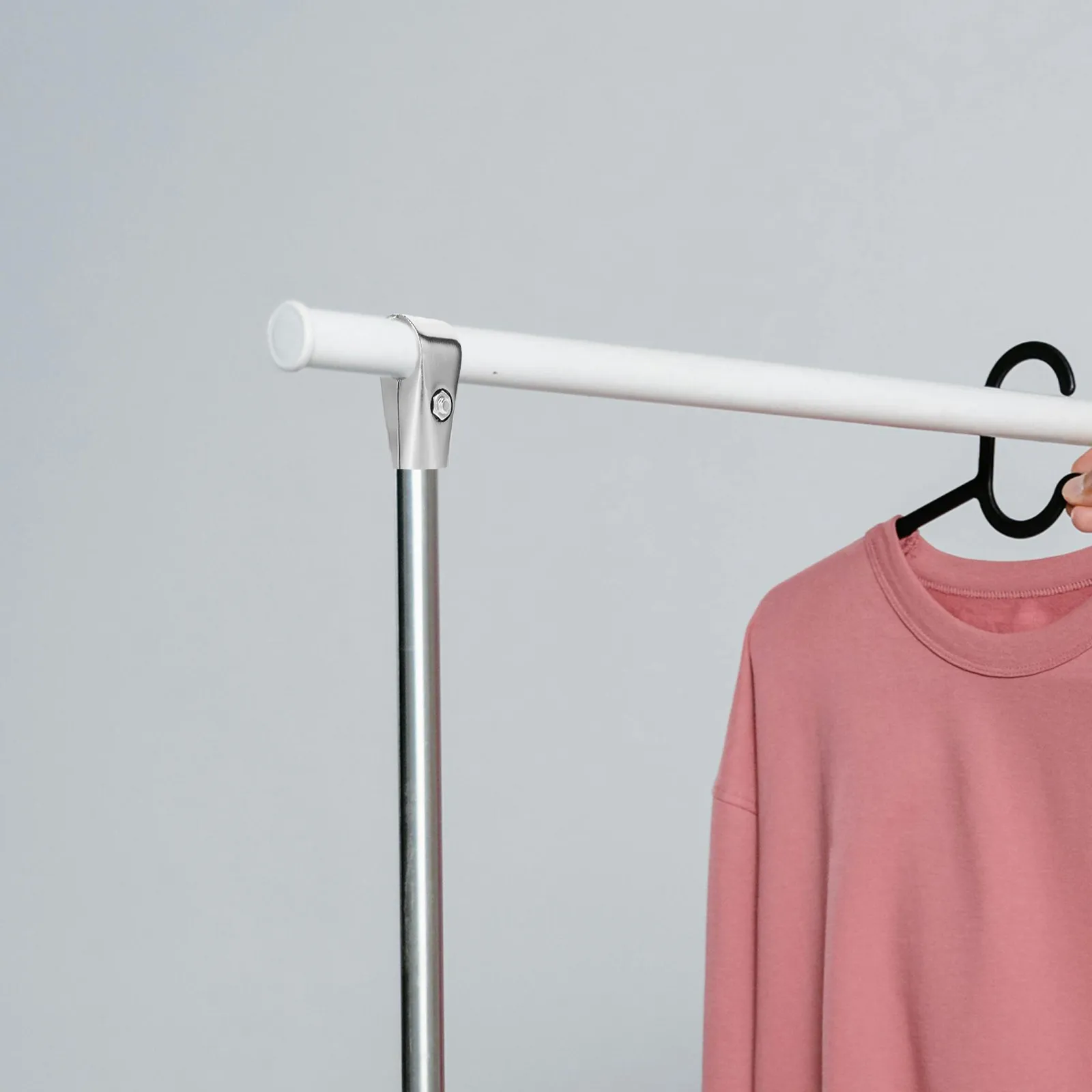4Pcs Stainless Steel Closet Rod Connector Heavy Duty Pipe Fitting for Clothes Drying Rack Structural Connector Two Way Clamp