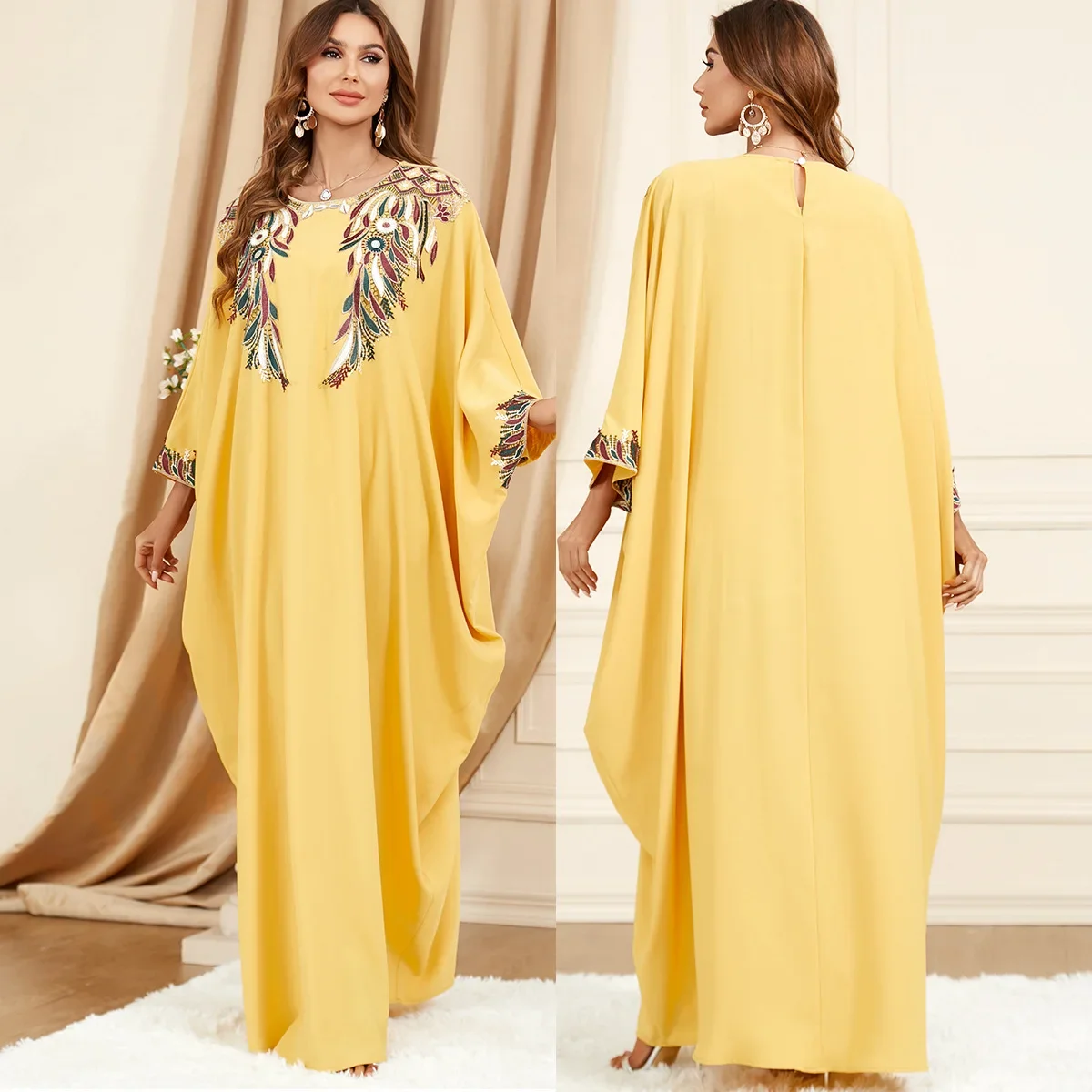 

Rani Salma Muslim Outfits Embroidered Abaya Kaftans for Women Modern Elegant Dubai Moroccan Dubai Kaftan Dresses Abaya for Women