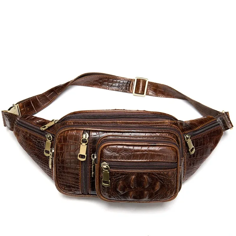 รูปแบบจระเข้หรูหรา Travel เอว Pack Fanny Pack เข็มขัดหนังผู้ชายเอวกระเป๋ากระเป๋าโทรศัพท์คุณภาพสูงกระเป๋า Messenger