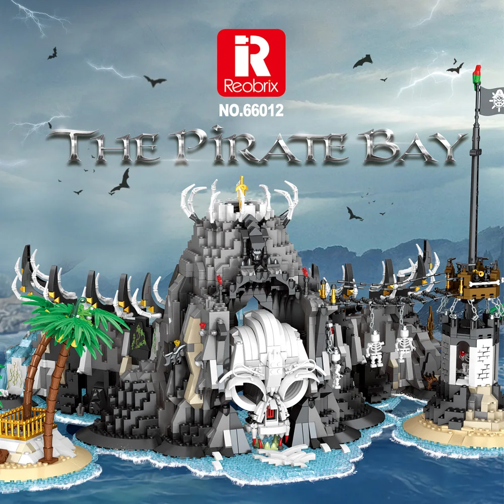 Reobrix Block Pirate Pier Harbor Model 66012 Caribbean Sea Harbor 2960PCS Building Block for Adults Toys Teens Gifts