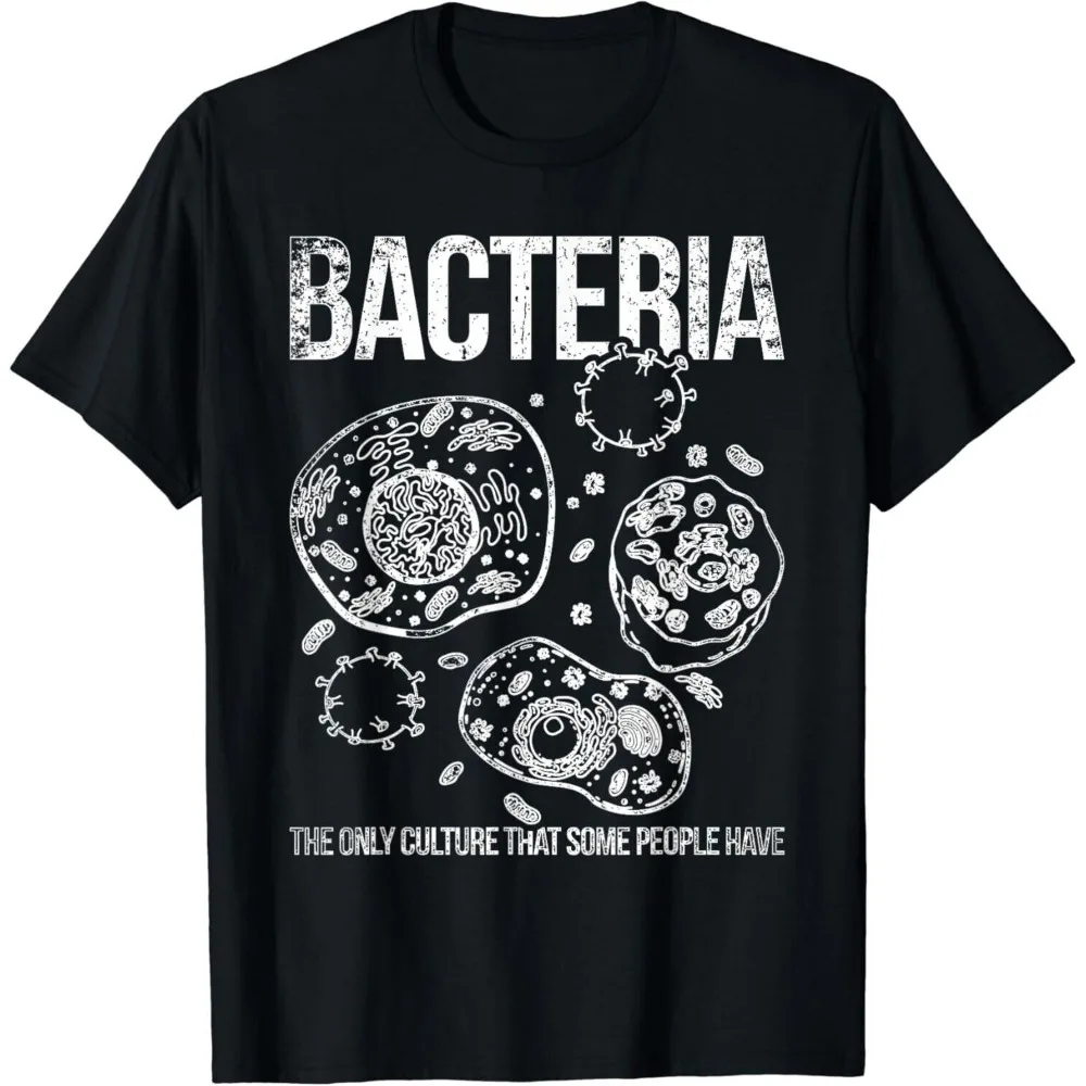 

Science Humor Bacteria Lover ‌Mens Cotton Tee Summer Casual Short Sleeve Microbiology Gift Unisex Design Apparel Biologist Tops