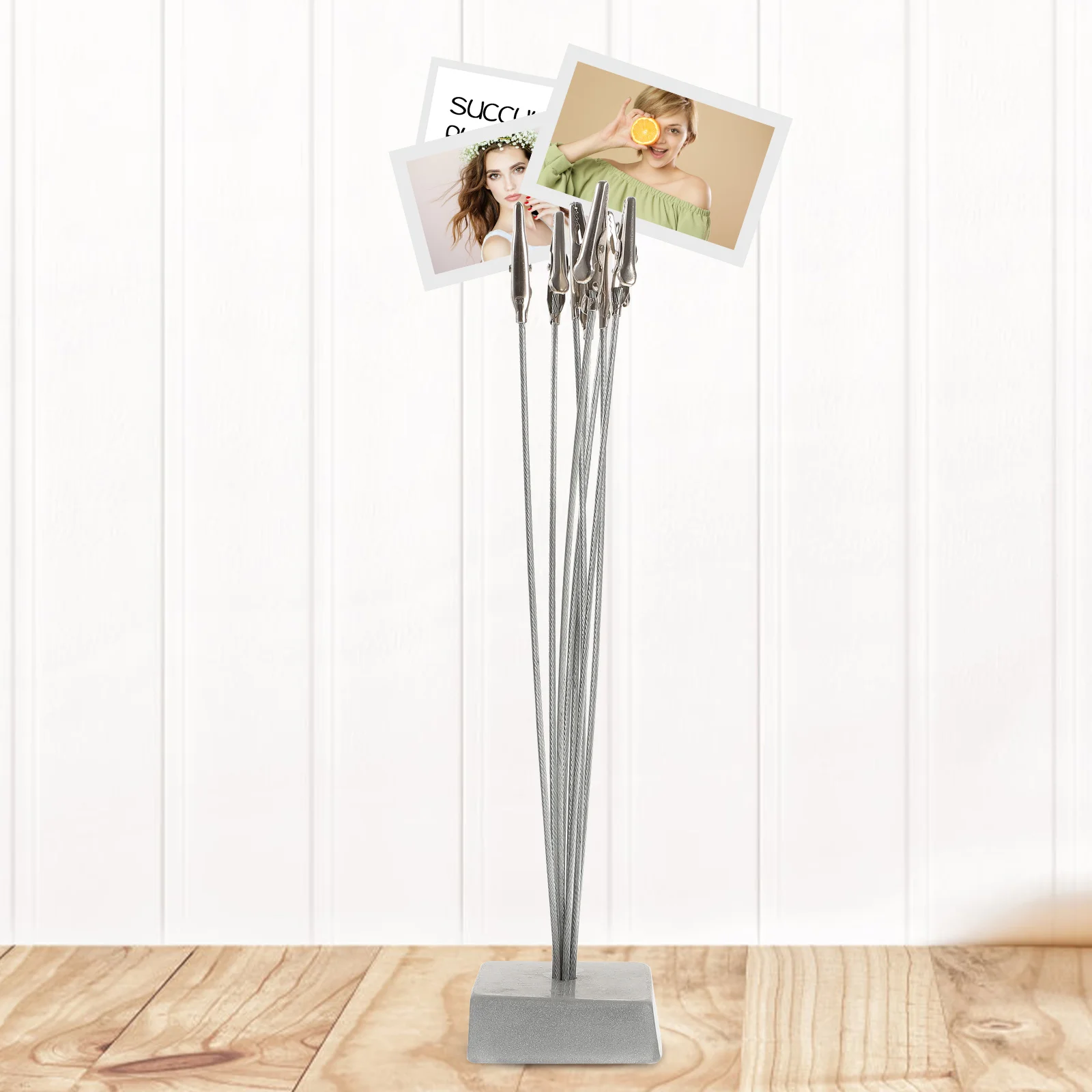 Silver Grey Resin Base Stainless Steel Clips Clip Tree Photo Holder Note Clip Memo Clip Frame Desk ganizer Home Decor