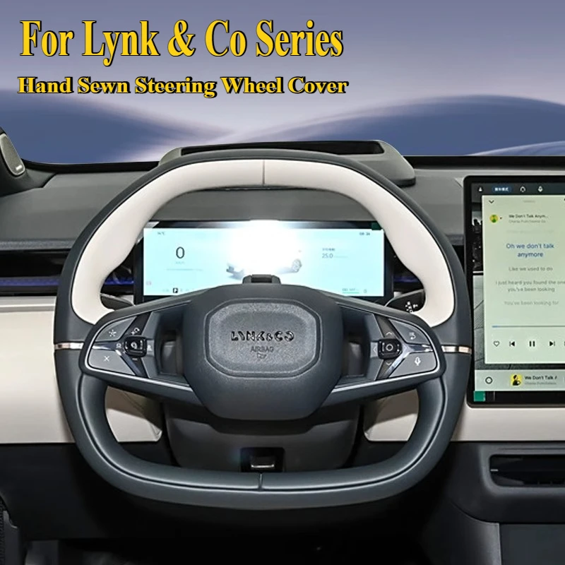

DIY Hand Sewn Anti Slip Leather Steering Wheel Cover Wrap For Lynk & Co 03 Z20 06 EMP 08 07 01 09 Z10 Car Interior Accessories