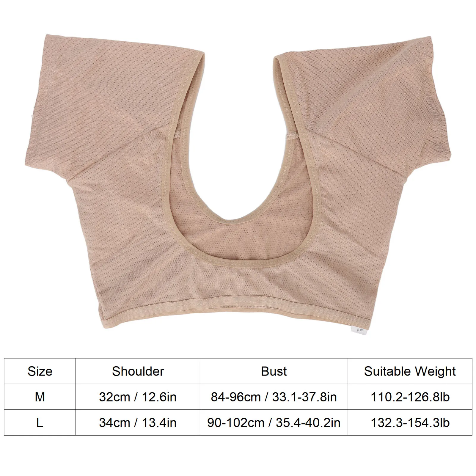 Underarm Sweat Vest Breathable Mesh 3 Layers Skin Color Washable Armpit Sweat Vest for Sports Washable Armpit Sweat Vest
