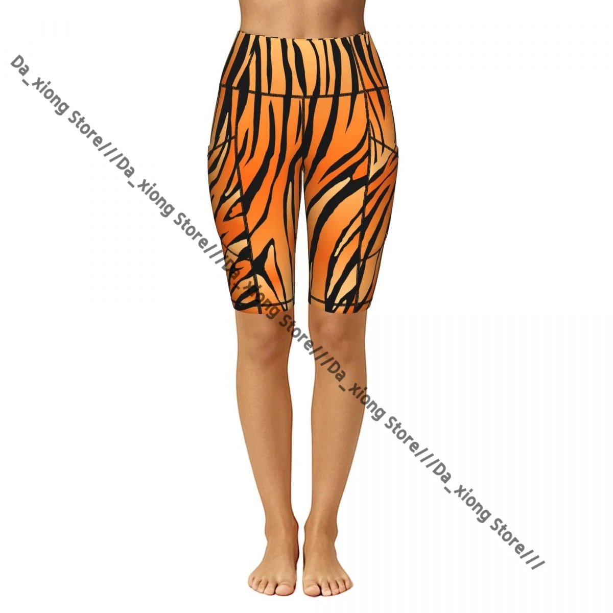 Ladies Yoga Shorts Abstract Tiger Skin Print Breathable Gym Running Workout Pants