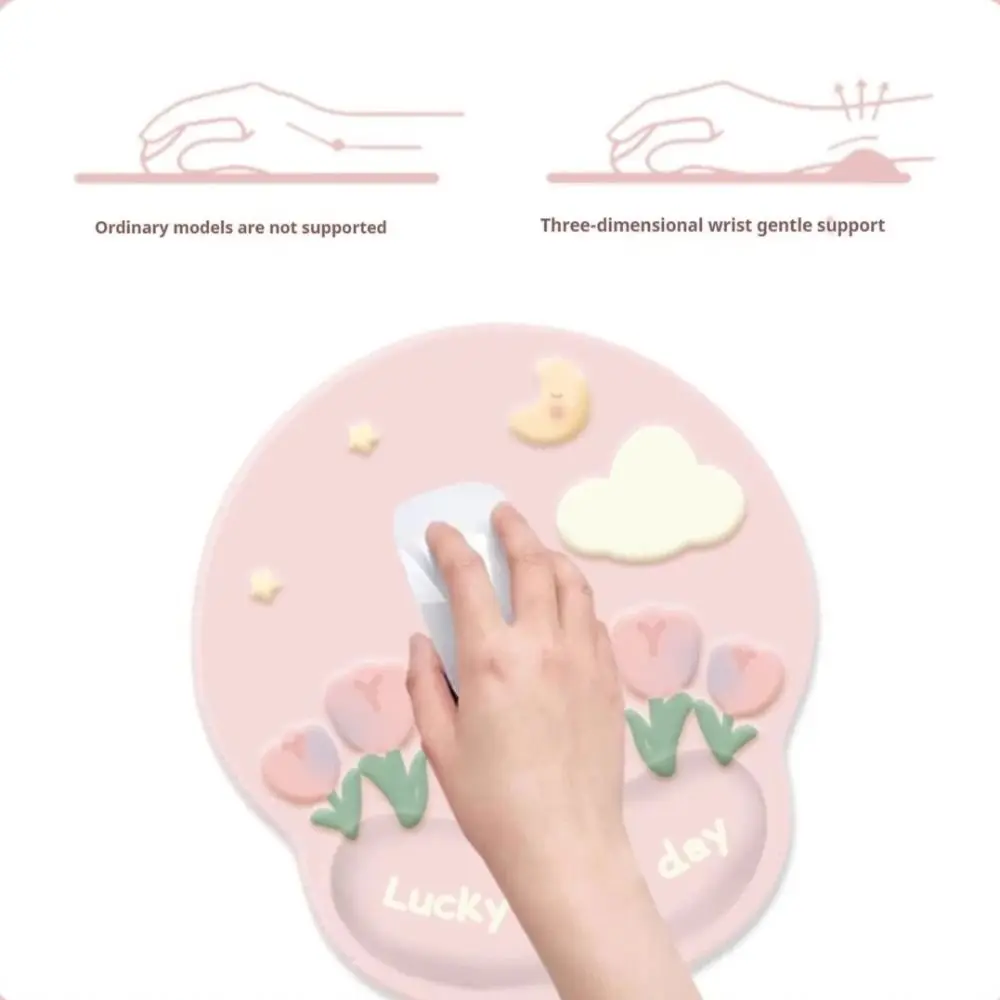 Alta qualidade tulipa descanso de pulso mouse pad ergonômico dos desenhos animados suporte de mão tapete de mouse confortável borracha gaming mousepad universal