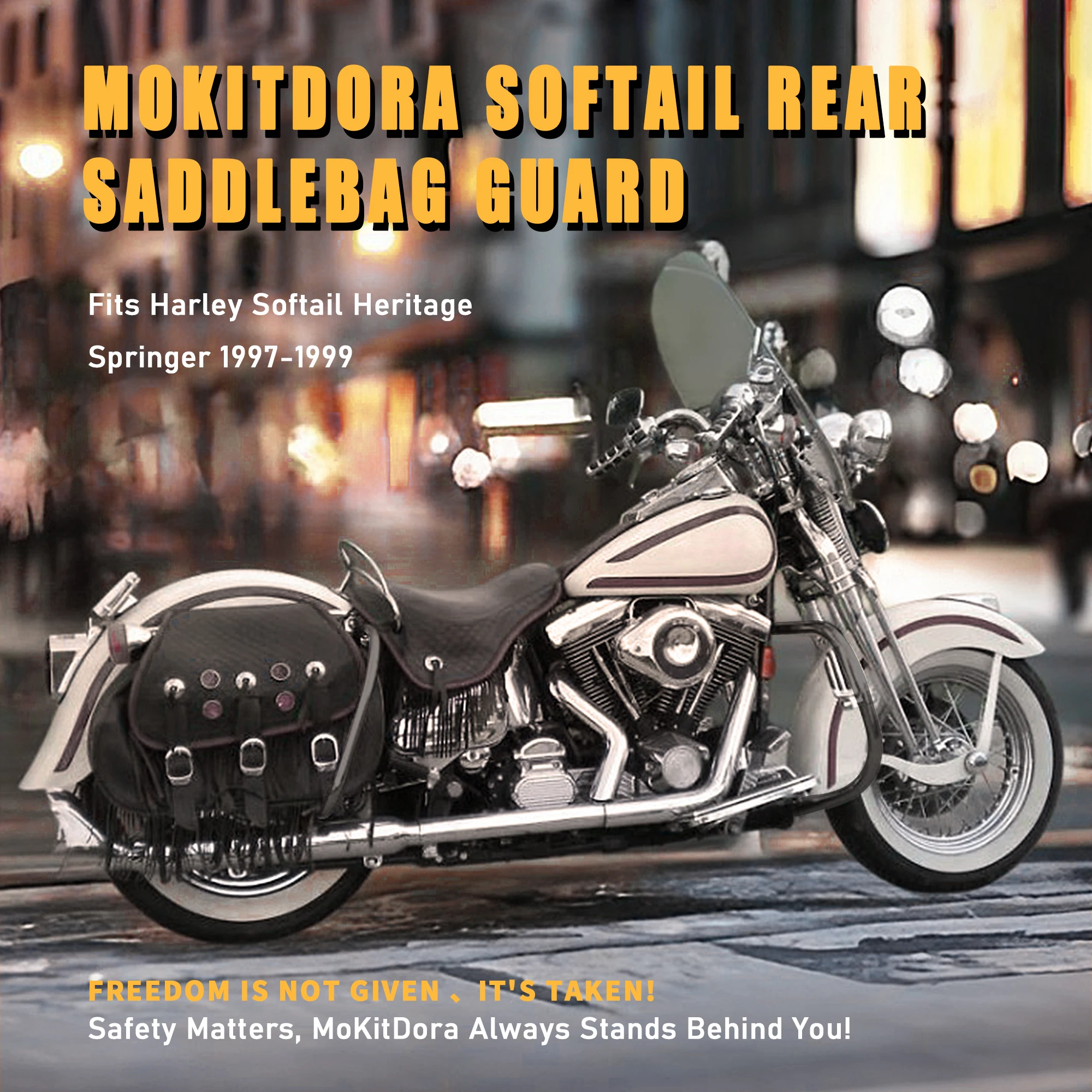 Rear Saddlebag Guard Rail Crash Bar for Harley Softail Heritage Springer 1997-1999