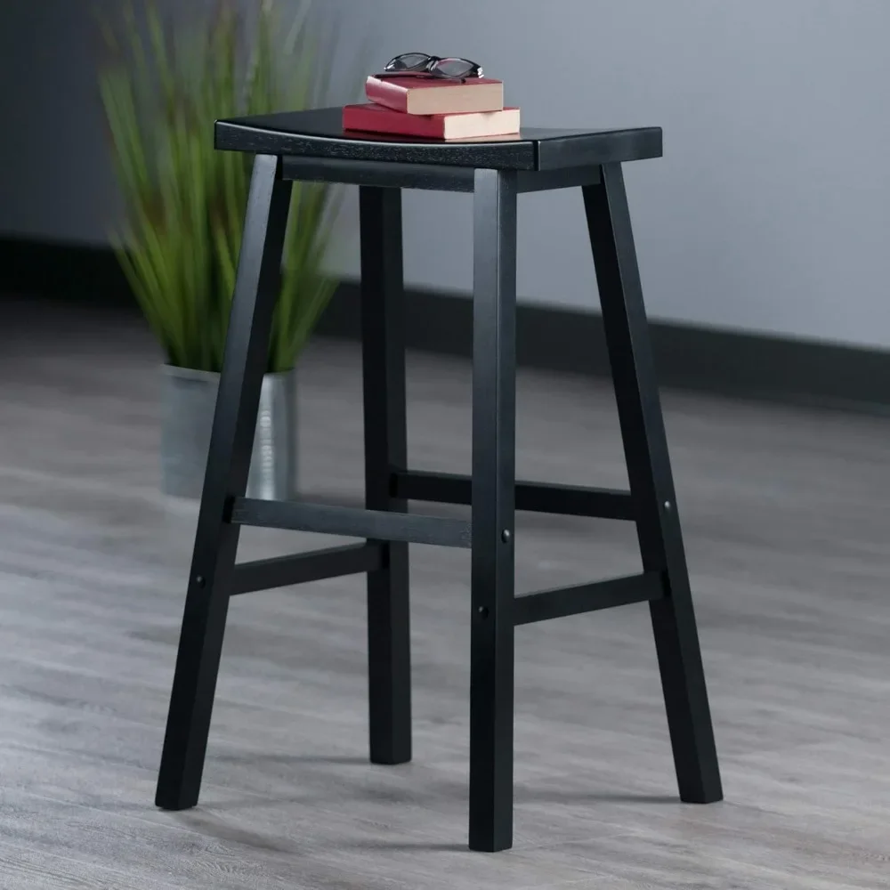 

Bar Stools, 29in, Black Finish, Solid Wood, Easy Assembly, Sturdy and Stylish, Compact and Space-saving, Bar Stools