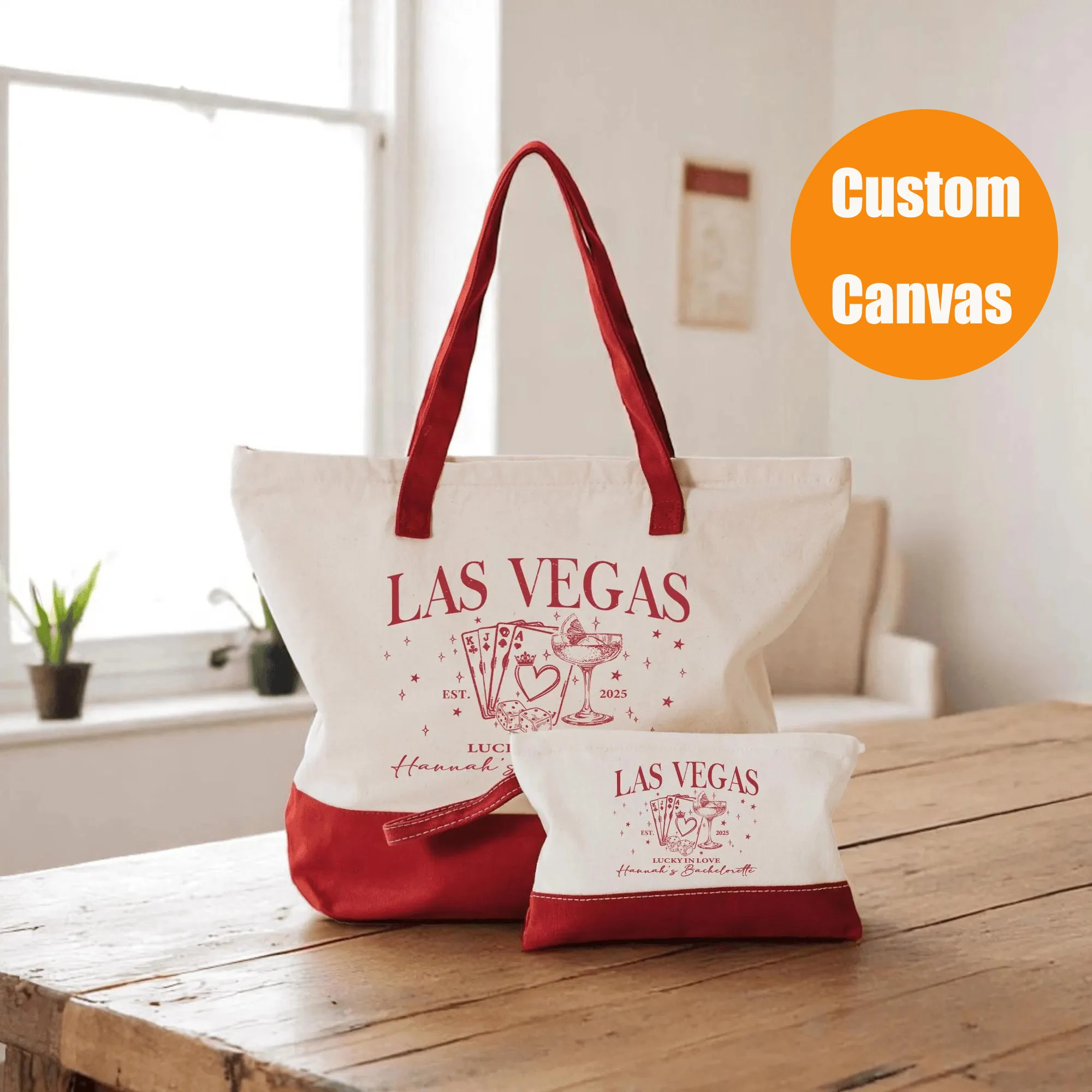 

Personalized Bachelorette Canvas Bag Set Custom Text Pattern Pouch Bachelorette Party Wedding Bridesmaid Gift Travel Pouch Set