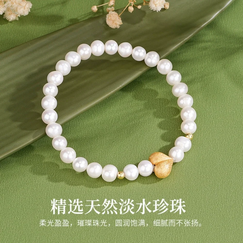天然淡水パールブレスレット-女性用-s925-スターリングシルバー-ライトラグジュアリー-ハイエンド-ピーチハートブレスレット-トレンド
