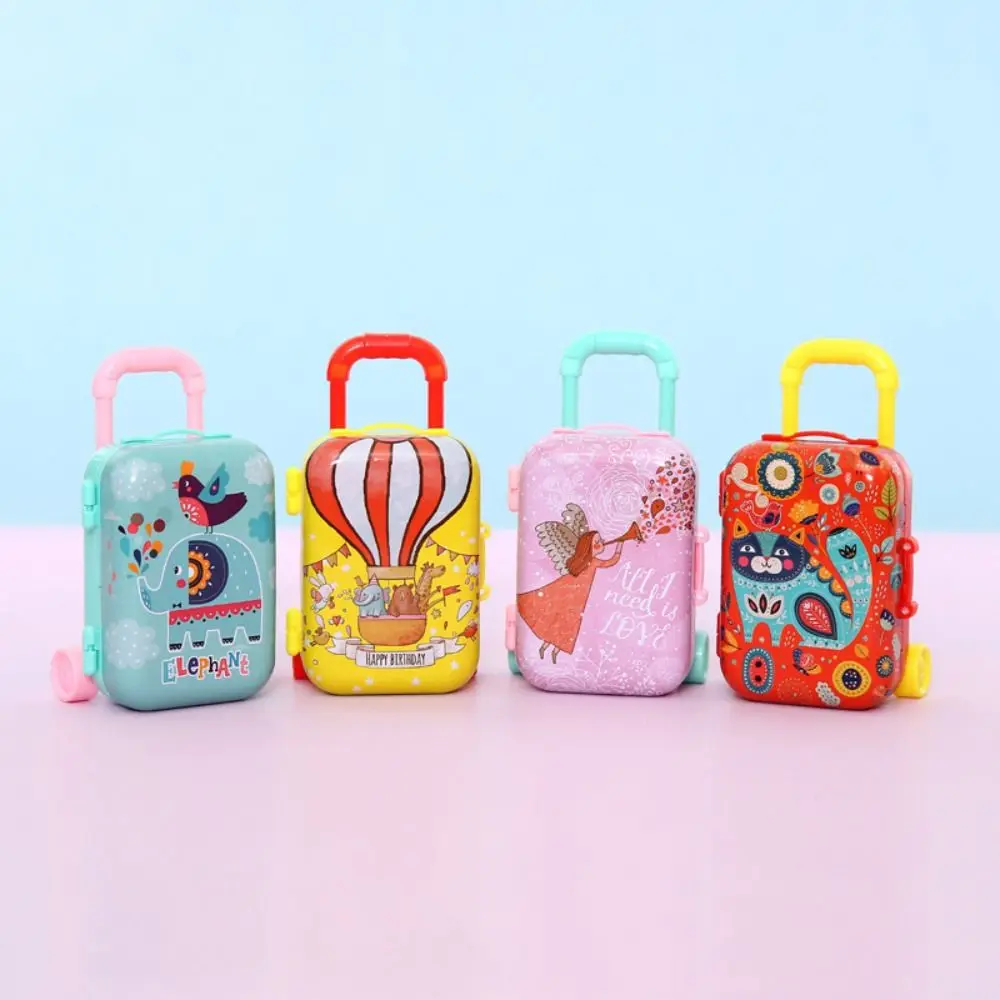 Fashionable Mini Piggy Bank for Kids Tinplate Animals Pattern Coin Bank Suitcase Miniature Toy Alcancias Portable Money Box