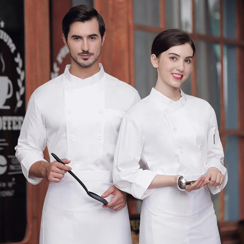 Chef Uniform Long Sleeve Autumn and Winter Clothes Catering Hotel Restaurant Kitchen Clothes Cake Shop Baking Clothing Chef Over