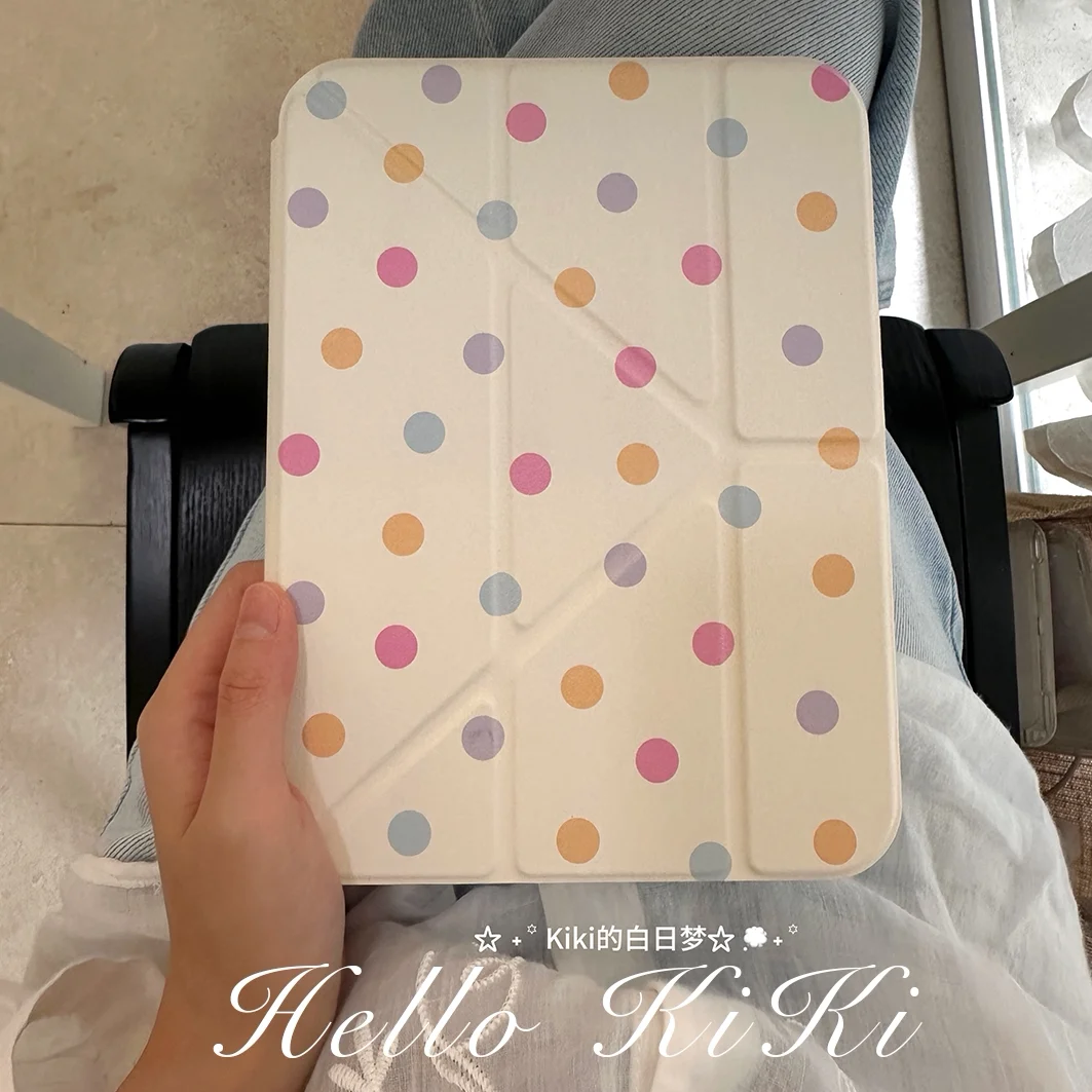 Colorful Polka Dots ins Y2K Tablet Case For iPad Pro 11 13 M2 M4 M3 10.2 5/6th 7/8/9/10/11th Mini 6 7 Air 1 2 3 4 5 6 Cover