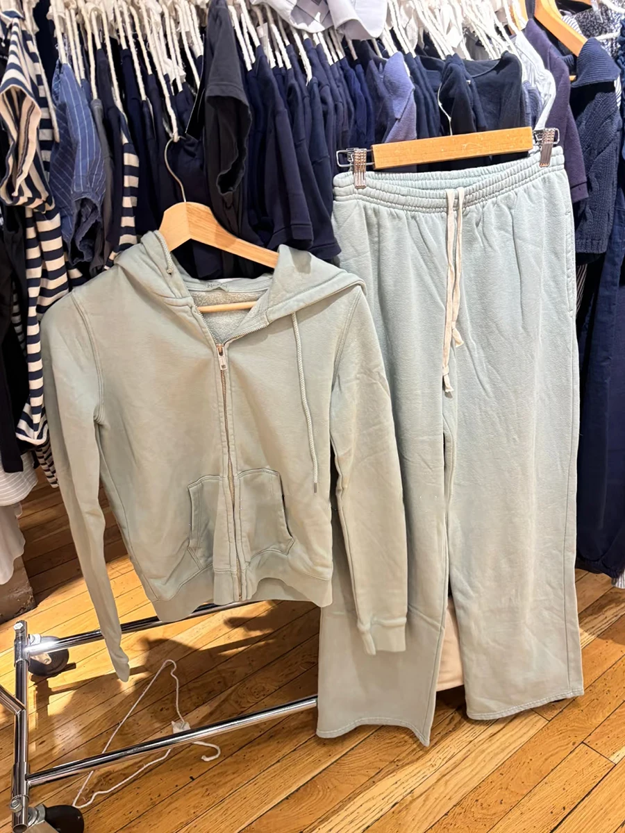 

Green Casual Hoodie Pant Set Woman Autumn Zip-up Hooded Sweatshirt+Drawstring Straight Sweatpant Cotton Sport 2 Piece Sets New